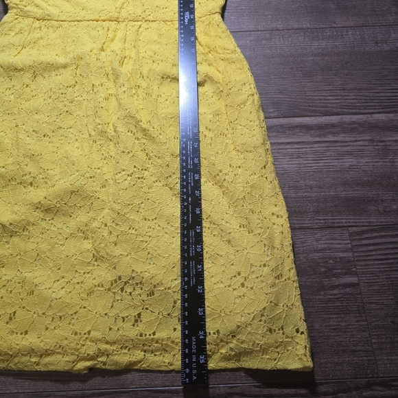 J.CREW Dress Womens 6 Yellow Lace Boatneck Shift Pockets Cotton Blend Romantic - Picture 8 of 8